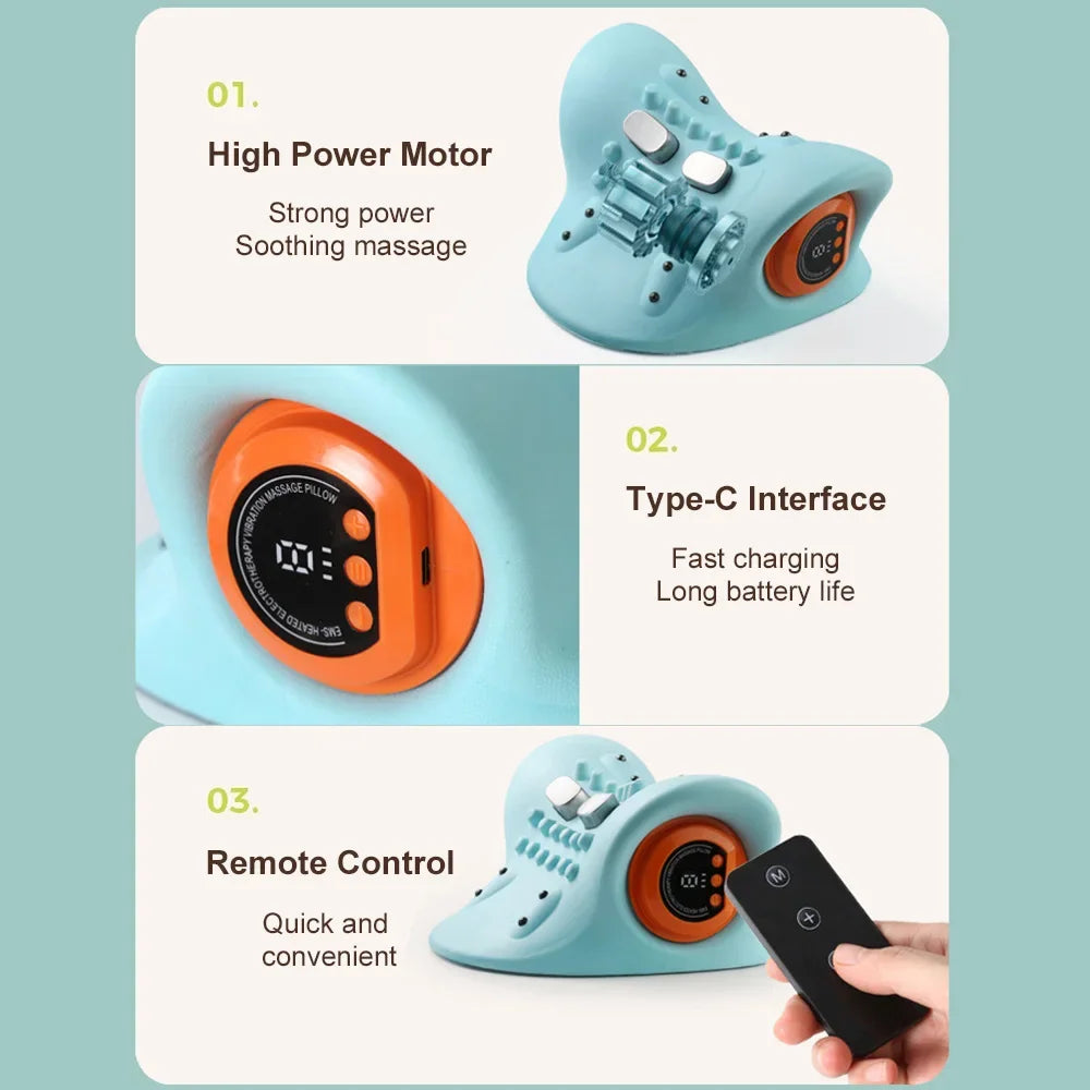 Masajeador de cuello 2026 Nueva actualización 3 en 1 masajeador portátil con calor y estiramiento cómodo, intensidad ajustable para relajación de cuello y hombros en casa, oficina 💆‍♀️✨