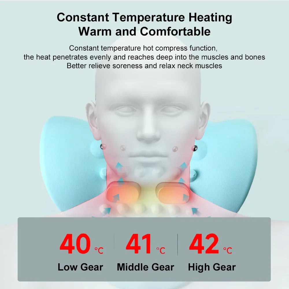 Masajeador de cuello 2026 Nueva actualización 3 en 1 masajeador portátil con calor y estiramiento cómodo, intensidad ajustable para relajación de cuello y hombros en casa, oficina 💆‍♀️✨